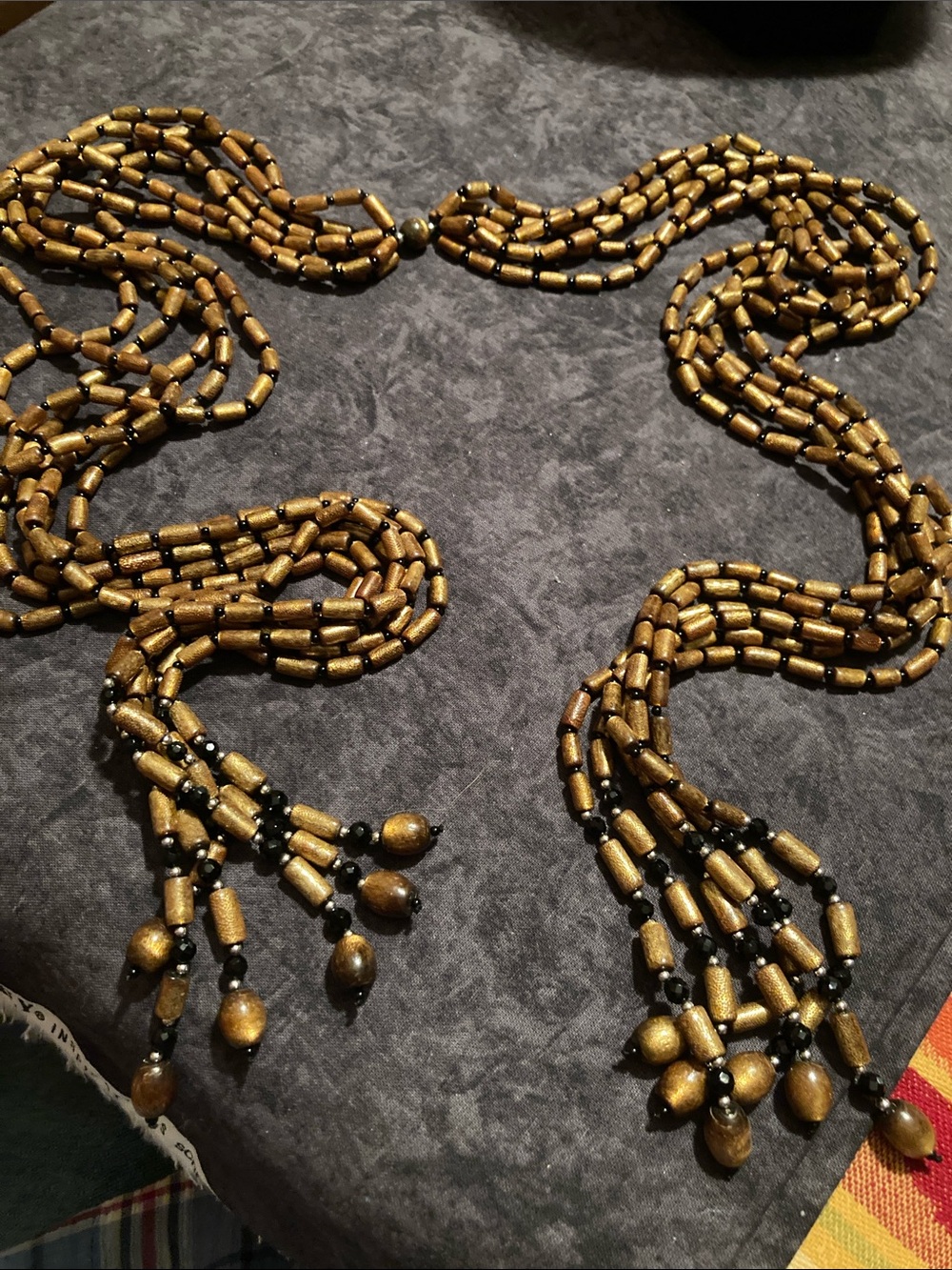 Gorgeous Golden Brown Multi Strand Lariat Necklace